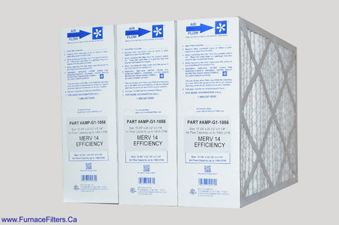 G1-1056 Genuine Original 16x25x5 Furnace Filter MERV 14/15 Rated. Actual Size 15 3/8" x 25 1/2 x 5 1/4". Case of 3