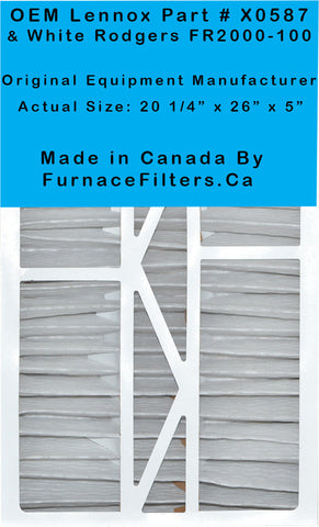 White Rodgers 20x26x5 Furnace Filter Actual Size 20 1/4" x 26" x 5" MERV 10 Case of 3.