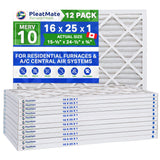 16x25x1 MERV 10 Furnace Air Filters. Case of 12