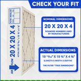 Honeywell 20x20x4 Furnace Filter Model # FC100A1011 MERV 8. Actual Size 19 15/16" x 19 3/4" x 4 3/8." Case of 3