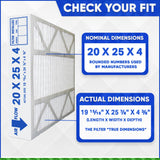 Honeywell 20x25x4 Furnace Filter Model # FC100A1037 MERV 11. Actual Size 19 15/16 x 24 7/8 x 4 3/8. Made in Canada by Furnace Filters.Ca Pkg. of 3