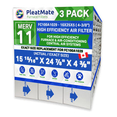 16x25x4 3/8 Honeywell Size Replacement Filter. Actual Size 15 15/16" x 24 7/8" x 4 3/8." MERV 11. Case of 3 Made by Furnace Filters.Ca