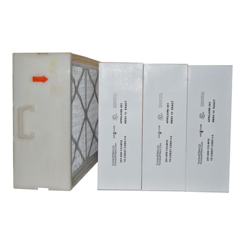 Space-Gard 401 Model 2400 Retrofit Replacement Box Filter, No Need For Spacers, Filter Fits Into Reusable Plastic Cartridge / Frame. MERV 10, Actual Size 15 3/8" x 27 3/8" x 5 1/4." Case of 3 Made in Canada by FurnaceFilters.Ca