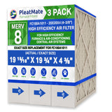 Honeywell 20x20x4 Furnace Filter Model # FC100A1011 MERV 8. Actual Size 19 15/16" x 19 3/4" x 4 3/8." Case of 3