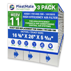 White Rodgers FR1400-100 16x26x5 Actual Size 16 1/4" x 26" x 5" MERV 11. Case of 3 Made in Canada by FurnaceFilters.Ca