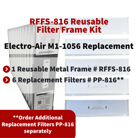 Electro-Air / York M1-1056 Reusable Filter Frame Kit - Size : 15 3/8 x 25 1/2 x 5 1/4 Inches - Includes Lifetime Reusable Frame MODEL # RFFS 816 and 6 Replacement Filters PART # PP-816 MERV 11