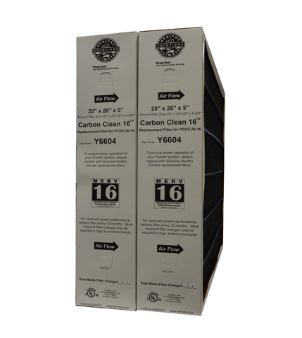Lennox Y6604 Furnace Filter 20x26x5 Healthy Climate MERV 16 PureAir PCO3-20-16. Package of 2.